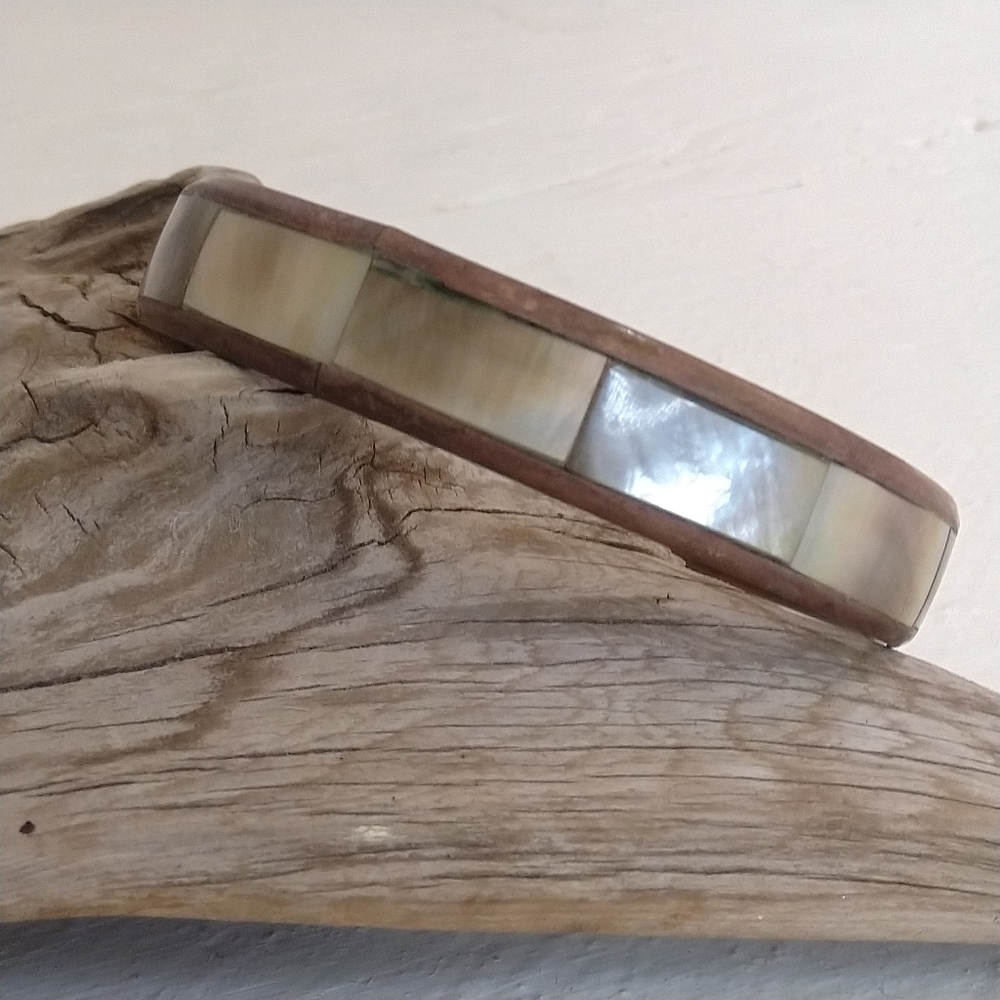 Mother of Pearl and brass bangle